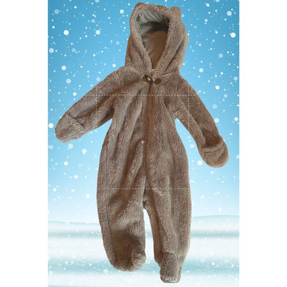 Cozy Carter Beige Bear Snowsuit With Feet And Hood Size 6 Months - Picture 1 of 8